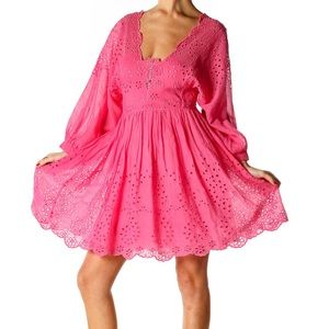 Free People Pink Lace Retro Fit & Flare Dress